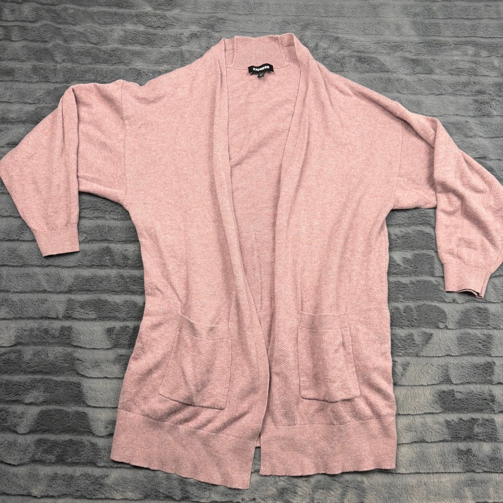 Express Womens Small Dusty Rose Open Front Cardigan Pocket Sweater 123331